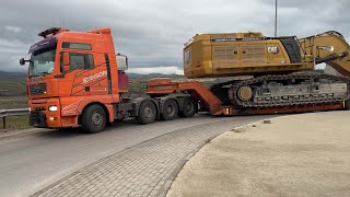 Loading amp Transporting The Caterpillar 395 Excavator amp Atlas Copco L6  Sotiriadis Labrianidis  4k [upl. by Josias]