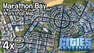 Cities Skylines  Marathon Bay 4x  No MODs No DLCs [upl. by Ytirehc]