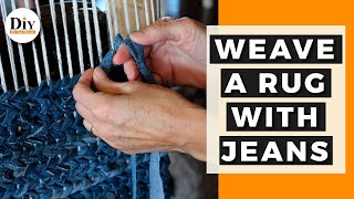 How to Weave a Rug Using Old Jeans  EASY Denim Rug [upl. by Aynodal]