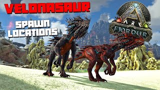 ARK Fjordur  VELONASAUR Spawn Locations [upl. by Tallbott453]