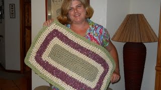 Crochet RECTANGLE Rag Rug Tutorial Part 1 [upl. by Doble]