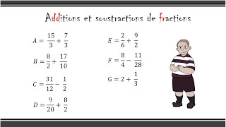 Additions et soustractions de fractions  Entraînement avant un contrôle 5ème [upl. by Alvis]