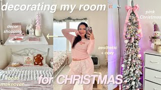 CHRISTMAS ROOM MAKEOVER 🩰❄️ decor shopping haul decorate wme  room tour [upl. by Airamasor]