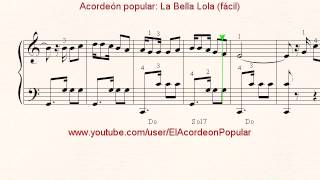 Partitura de Acordeón La Bella Lola fácil [upl. by Anahcar]