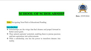 How to Secure Foreign scholarship  School of Scholarship  Basic Guidelines [upl. by Eerot999]