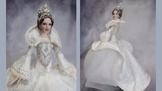 doll dress sew娃衣缝制 how to sew a gorgeous couture dress for bjd doll  2020E3 [upl. by Aihcropal]