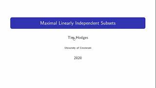 Maximal Linearly Indpendent Subsets [upl. by Amary]