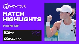 Ash Barty vs Aryna Sabalenka  2021 Miami Open Quarterfinals  WTA Match Highlights [upl. by Reaht]