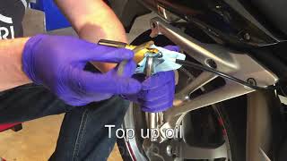 VFR800 rear shock removal and installation [upl. by Aihsetal]