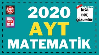 2020 AYT MATEMATİK PDF  2020 AYT Matematik Soru Çözümleri [upl. by Aisatnaf]