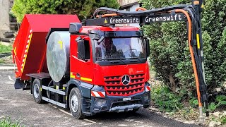 Road pothole repair RC truck Blow patcher Greenswiift ChipSealer Sweeper Truck Mercedes [upl. by Aluk]