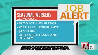 Williams Sonoma stores in Cary Durham hiring seasonal workers [upl. by Oguh]