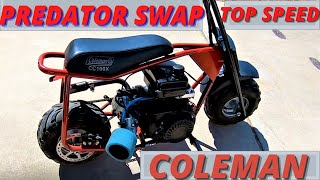 Coleman cc100x minibike gets a Predator 212 swap  Coleman Predator swap [upl. by Adlez124]