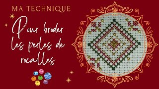 broder des perles crosstitch crossstitch pointdecroix beads beadembroidery broderie [upl. by Phionna]