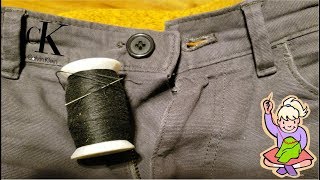 How To Sew A Button Onto Pants  DIY Easy To Follow Steps Life Hack [upl. by Anoed]