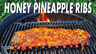 Honey Pineapple Baby Back Ribs Smoked On The Weber Kettle [upl. by Shena48]