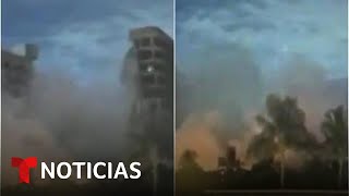 Testigo relata el momento del colapso del edificio en Miami  Noticias Telemundo [upl. by Ydaj876]