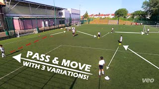 Pass amp Move FootballSoccer Drill  Patterns of Play with Progressions [upl. by Naujahs]