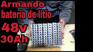 Armando bateria de litio 48v 30Ah con celdas 18650 [upl. by Anatnom]