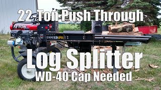 Lefty Log Splitter  RUGGEDMADE 22Ton Push Through Gas Log Splitter Review  w Log Lift amp Catcher [upl. by Yenwat870]