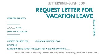 Letter Request For Vacation Leave – Sample Request Letter for Leave [upl. by Leaper]