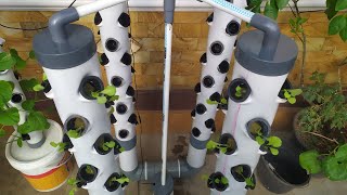 DIY  Vertical Hydroponic System using 4 Towers Part 1  hydroponic farming at home [upl. by Hnil]