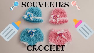 Parte 1 Tiernos recuerdos para baby shower tejidos en CROCHET en una sola pieza [upl. by Ahsitniuq420]