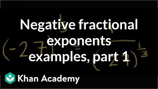 Negative fractional exponent examples  Algebra I  Khan Academy [upl. by Tedman526]