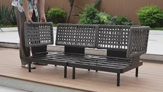 Charcoal Aluminum Outdoor Sofa Assembly Guide｜OTDMEL [upl. by Sheline]