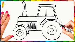 How To Draw A Tractor Step By Step 🚜 Tractor Drawing Easy [upl. by Tarrant]