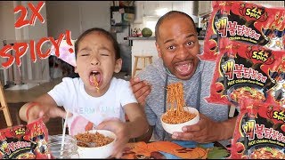 2X SPICY NUCLEAR FIRE NOODLE CHALLENGE [upl. by Hamo]