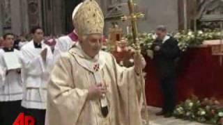 Raw Video Pope Knocked Down at Christmas Mass [upl. by Amathist833]