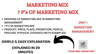 What is Marketing Mix 7 Ps of Marketing Mix With Examples  UnitI marketingmanagement [upl. by Nahraf445]