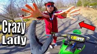 Crazy Lady Vs Dirt Bike [upl. by Adnamar]