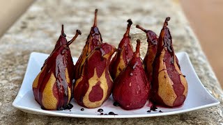 PEARS in RED WINE 🍐Italian Poached Pears in Red Wine 🍷Spectacular recipe redwinehomemade [upl. by Peery]