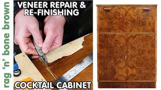 Veneer Repair amp Refinishing Furniture Cocktail Cabinet [upl. by Burkhard]