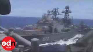 Watch the moment US and Russian battleships nearly collide in the Pacific [upl. by Maegan]