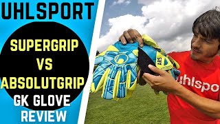 GK Glove FACE OFF Uhlsport SUPERgrip vs ABSOLUTgrip latex [upl. by Ngo]