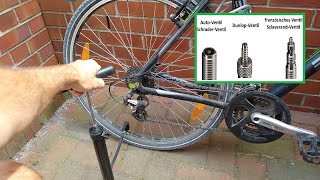 Fahrrad Reifen richtig aufpumpen – Wieviel Bar – Welches Ventil – Welche Pumpe – uvm [upl. by Ahsiuqram]