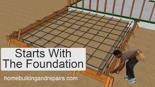 Concrete Foundation Rebar And Form Construction Ideas For Building Small Home Addition  Part Two [upl. by Akemej617]