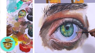 COMO Pintar OJOS REALISTAS  Tutorial de Pintura con ACRÍLICOS [upl. by Nazar]