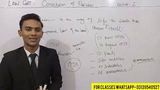 Constitution of Pakistan law gat lecture 1  introduction preamble amp article 1 to 7  law gat mcqs [upl. by Julee]