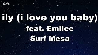 Karaoke♬ ily i love you baby feat Emilee  Surf Mesa 【No Guide Melody】 Instrumental [upl. by Eihs]