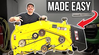 How to remove a accel 42” deep mower deck John Deere X350 [upl. by Hoisch]