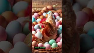 Funny image to video This chicken is wondering which egg is hers after seeing so many colored eggs [upl. by Johppa]