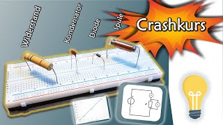 CRASHKURS Widerstand Kondensator Diode und Spule  Spannung und Strom  Gleichstromtechnik 20 [upl. by Anoek627]