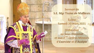 Sermon  Mgr Tissier de Mallerais  20 mars 2021 Écône [upl. by Ari]