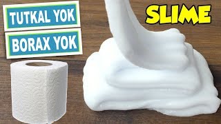 TUTKALSIZ BORAKSSIZ KOLAY SLIME  SLAYM  Peçete Slime Nasıl Yapılır  HOPPİ TV [upl. by Imyaj711]