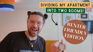 HOW I DIVIDED MY APARTMENT INTO TWO ROOMS  RENTER FRIENDLY  DIY HACK  EASY DIY HACK  RENTER HACK [upl. by Nabois]