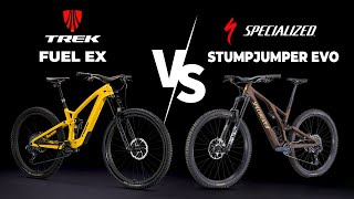 Specialized Stumpjumper Evo vs Trek Fuel EX  The Ultimate Trail Bike Battle [upl. by Ennazor]